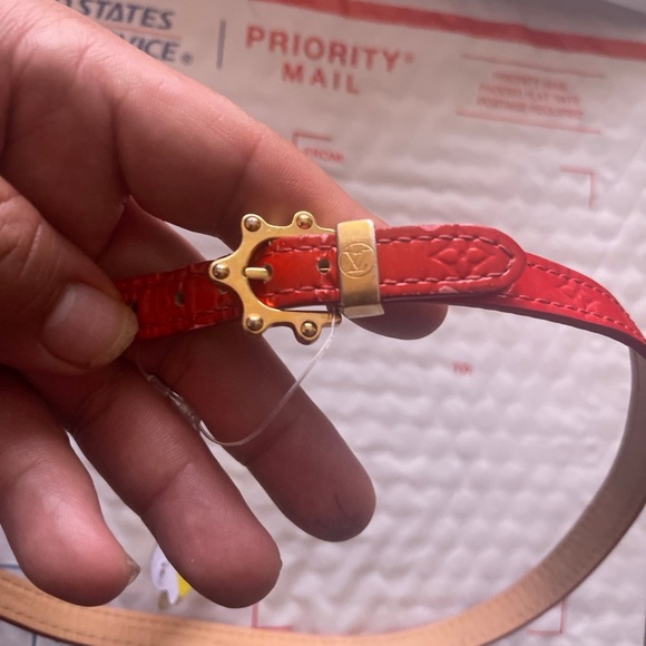 Louis Vuitton Jewelry Monogram Red Patent Leather Triple Loop Bracelet pre loved - Picture 3 of 13